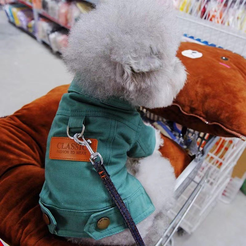 Stylish Denim Vest with Leash Connector – Perfect Fall Jacket for Cats & Dogs Pets Possessions LLC