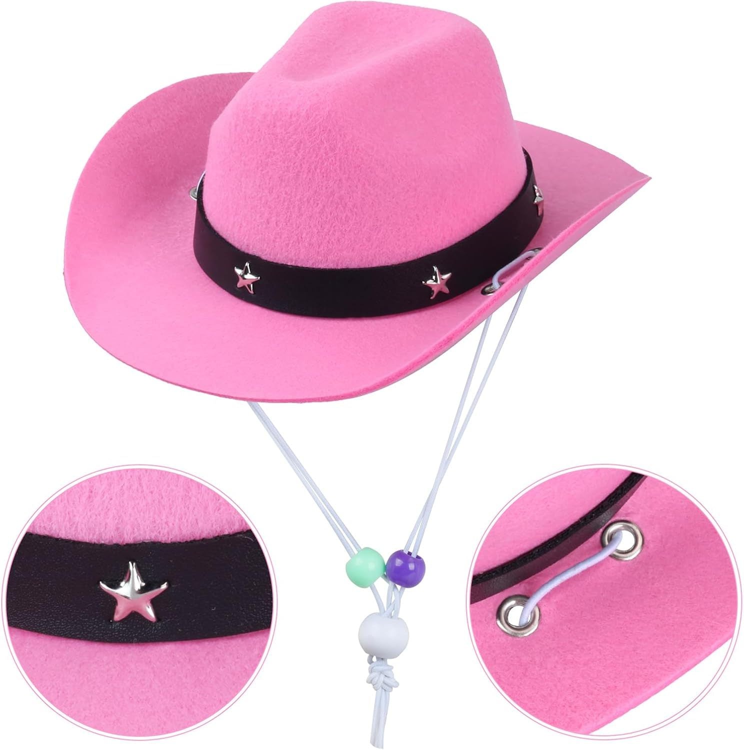 Pink Cowboy Hat and Bandana Set Suitable for Halloween Costumes Universal for Cats & Dogs Pets Possessions