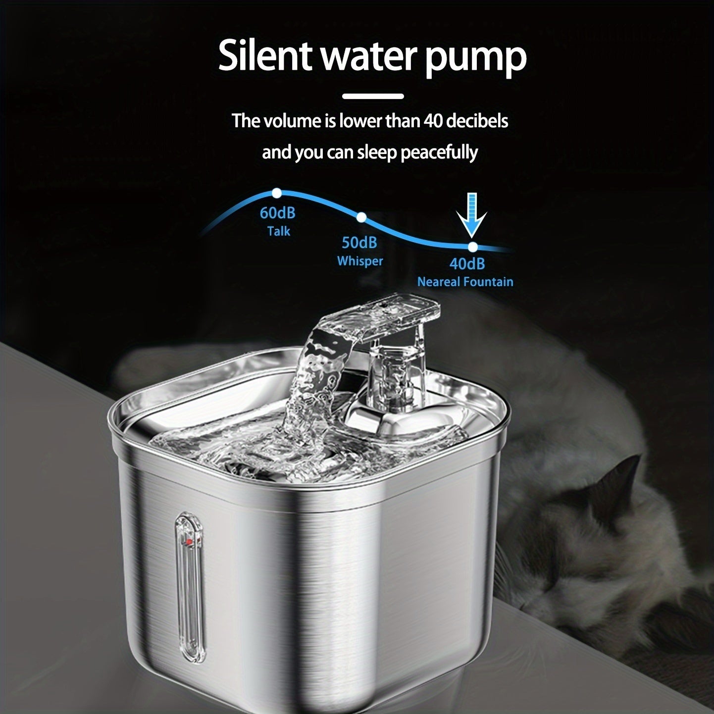 73 oz Stainless Steel Automatic Water Fountain for Cats & Dogs Pets Possessions