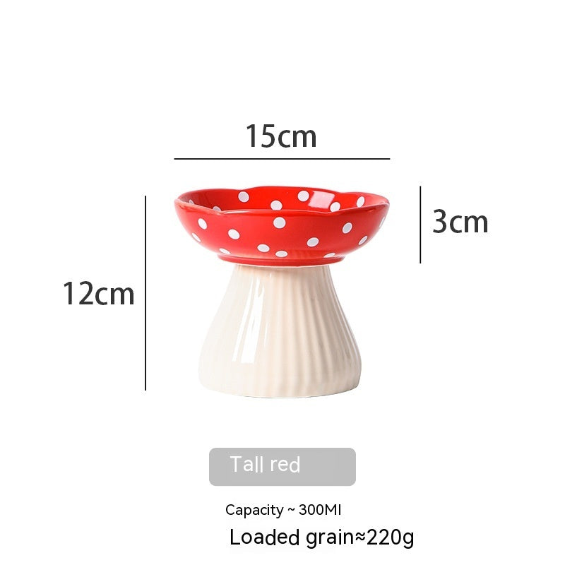 Mushroom High Foot Protection Anti Roll Cat Bowls Pets Possessions LLC