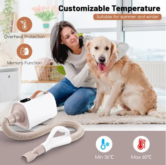 Smart Professional-Grade Grooming Blow Dryer with 4 Detachable Nozzles for Cats & Dogs Pets Possessions
