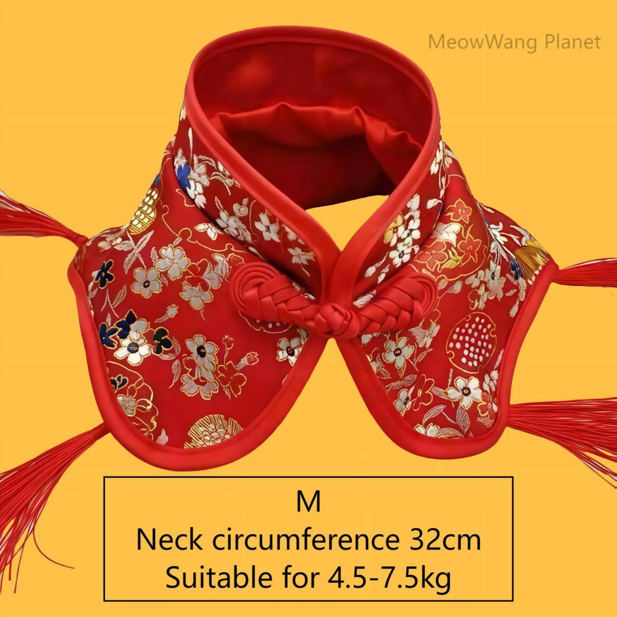 Handcrafted Chinese Inspired Cheongsam Style Cloak with Traditional Knot for Cats & Small Dogs Pets Possessions