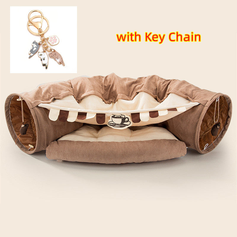 Fun Collapsible Cat Bed with Tunnel Pets Possessions