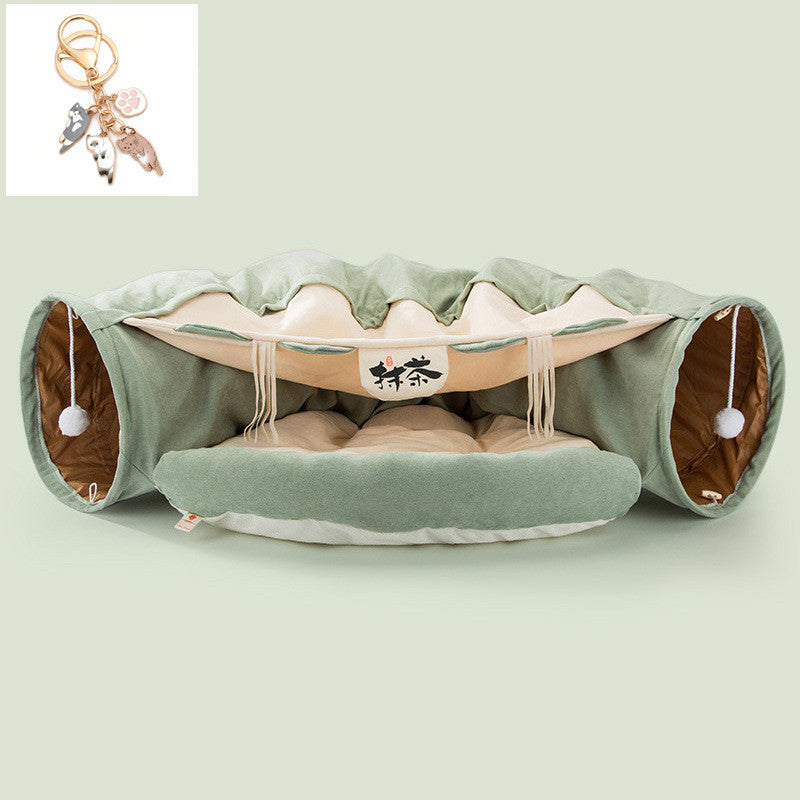 Fun Collapsible Cat Bed with Tunnel Pets Possessions
