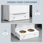White Contemporary Pet Feeder Station with Storage Containers for Cats & Dogs (Must Have) Pets Possessions