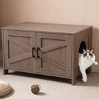 White Wooden Cat Litter Box Furniture with Enclosure Pets Possessions