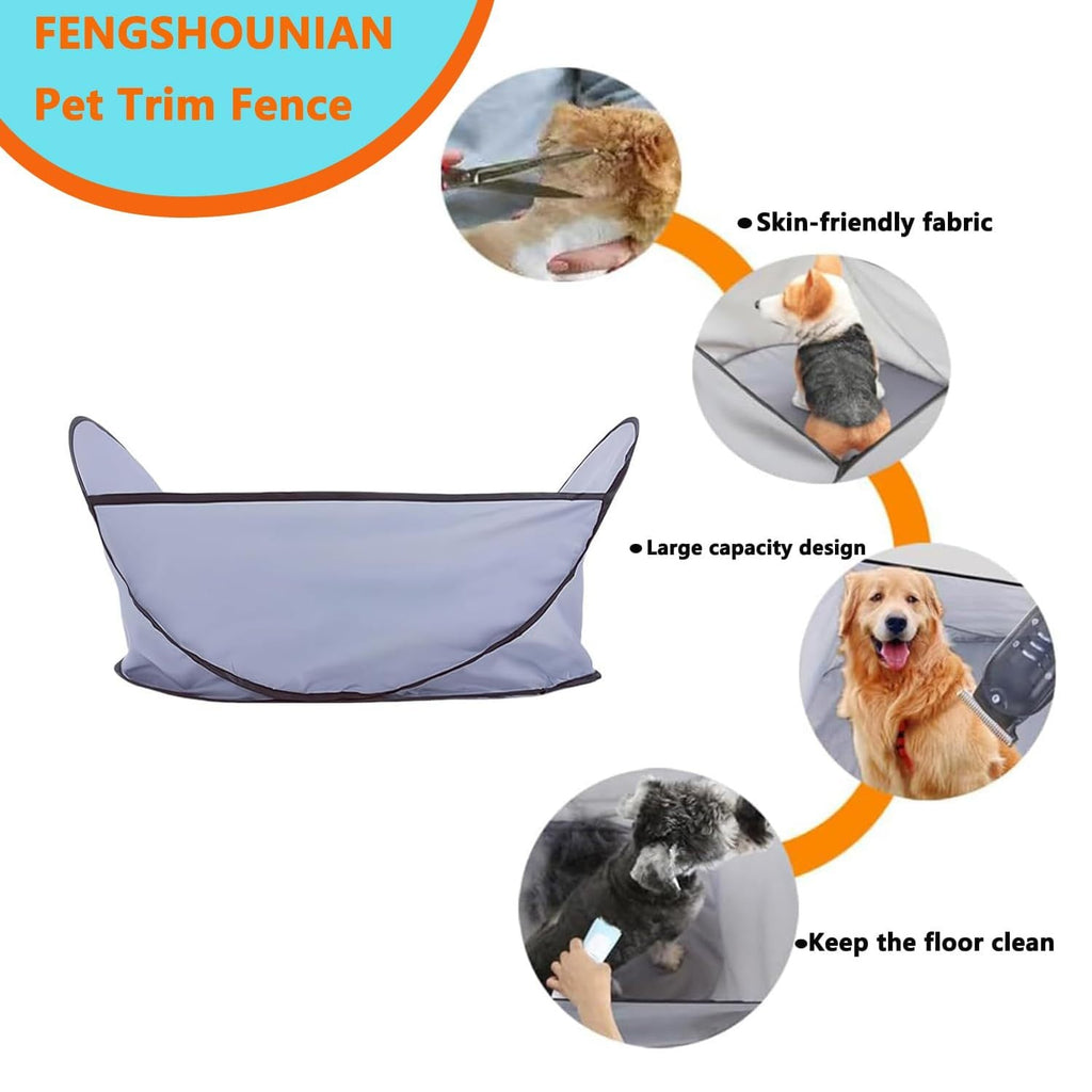 2-in-1 Waterproof Hair Catcher Tent with Adjustable Barbering Cape for Bathing and Easy Pet Grooming for Dogs & Cats Pets Possessions