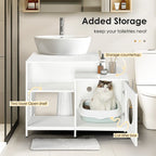 2-in-1 Vanity with Cat Litter Box Enclosure and Storage Shelves for Bathroom Pets Possessions