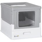 Paw Hut Gray Enclosed Cat Litter Box, Front Entry, Top Exit with Scoop Pets Possessions