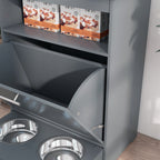Gray Contemporary Pet Feeder Station with Storage Containers for Cats & Dogs (Must Have) Pets Possessions