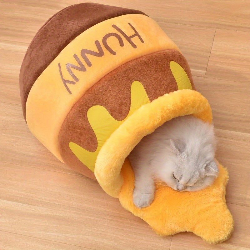 Adorable Honey Pot Cave Bed with Removable Cushions for Cats & Small Dogs Pets Possessions