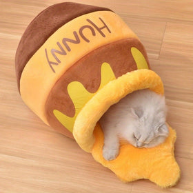 Adorable Honey Pot Cave Bed with Removable Cushions for Cats & Small Dogs
