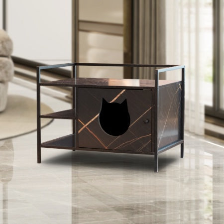 Modern Sleek Cat Litter Furniture with Hidden Litter Enclosures and Storage Space Pets Possessions