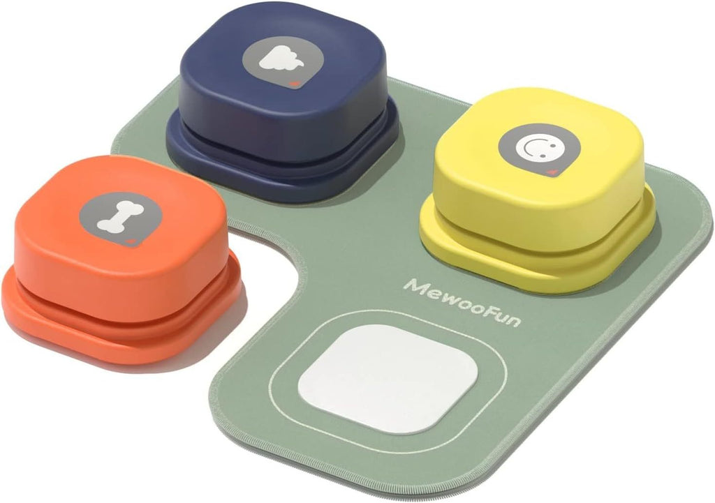 MEWOOFUN Talking Training Button Set - 3 Recordable Communication Buttons (IQ Interactive) for Cats & Dogs Pets Possessions