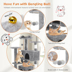 54” Multi-level Cat Tower with Sisal Grab Post Pets Possessions