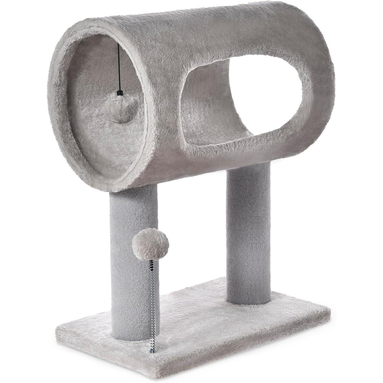 Popular Gray Cat Tree Tunnel Bed with Interactive Spring Toy Pets Possessions