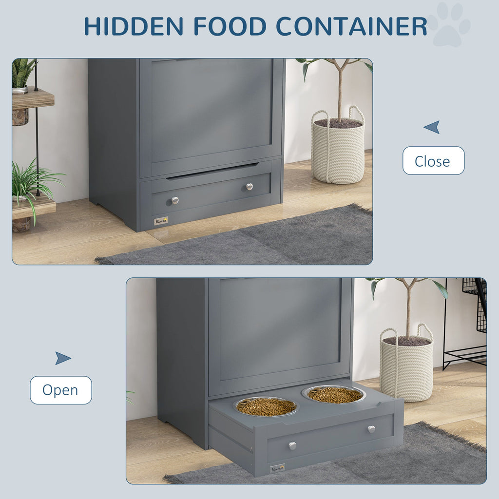 Gray Contemporary Pet Feeder Station with Storage Containers for Cats & Dogs (Must Have) Pets Possessions