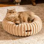 MEWOOFUN Tan Donut Bed for Cats & Small Dogs Pets Possessions