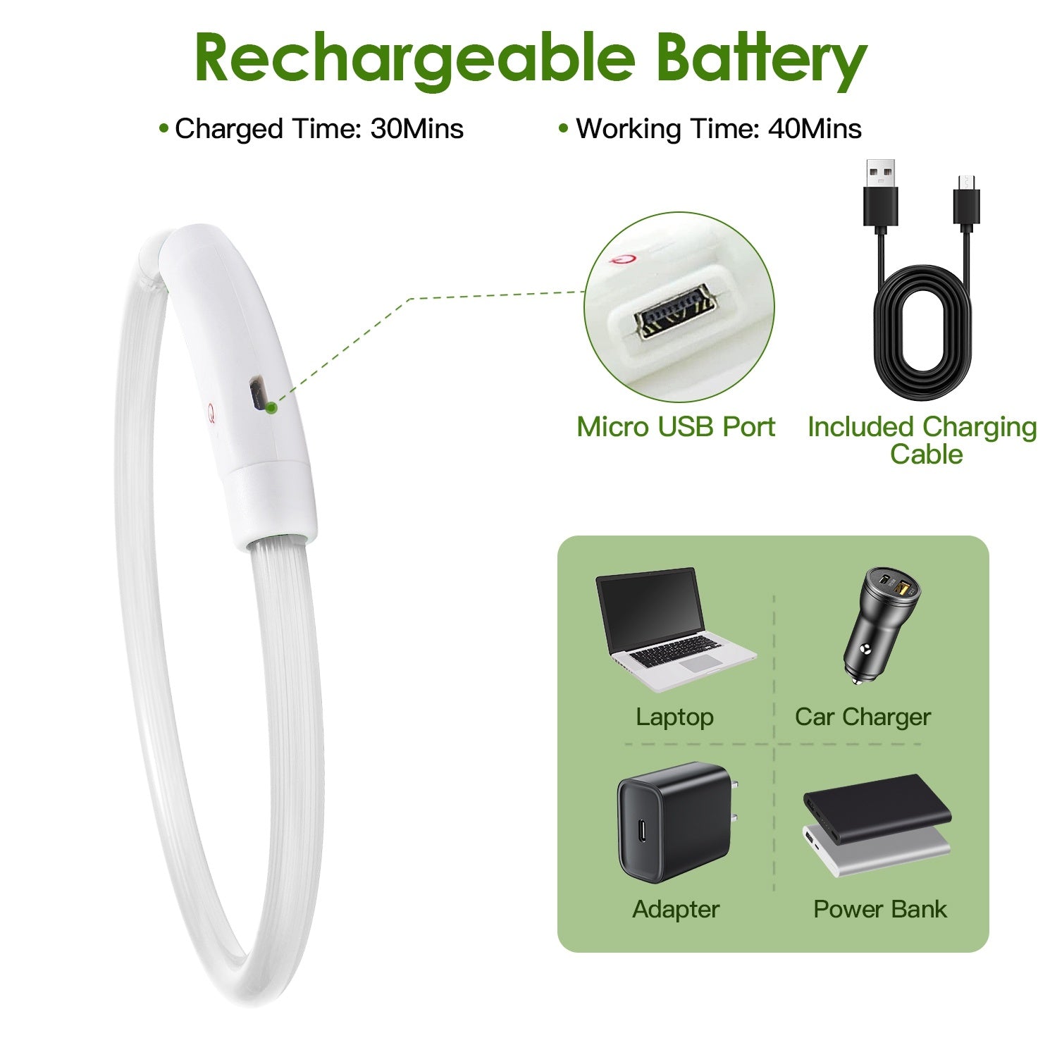 USB Rechargeable LED with Multi Color Lighting for Cats & Dogs Pets Possessions