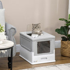 Paw Hut Gray Enclosed Cat Litter Box, Front Entry, Top Exit with Scoop Pets Possessions