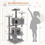 54” Multi-level Cat Tower with Sisal Grab Post Pets Possessions