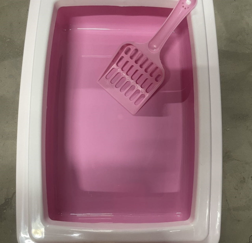 Pink & White Cat Litter Box Scooper Included (Easy Cleaning) Pets Possessions