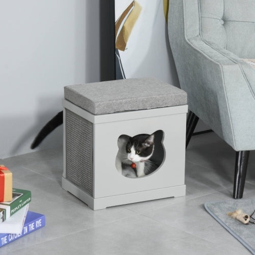 PawHut Cube Cave with Removable Sisal Scratching Pads for Cats