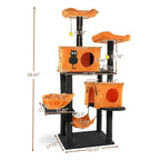 Halloween Themed Multi-Level Cat Tower with Spider Toy Pets Possessions