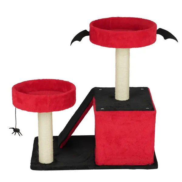 Spooktacular Halloween Themed Cat Tree with Spacious Condo 2 Perches and Spider Toy Pets Possessions