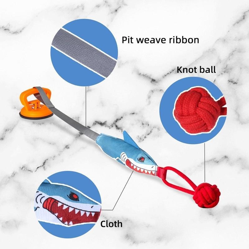 PROKEl Shark Shaped Interactive Twine Toy with Suction Cup for Cats & Dogs