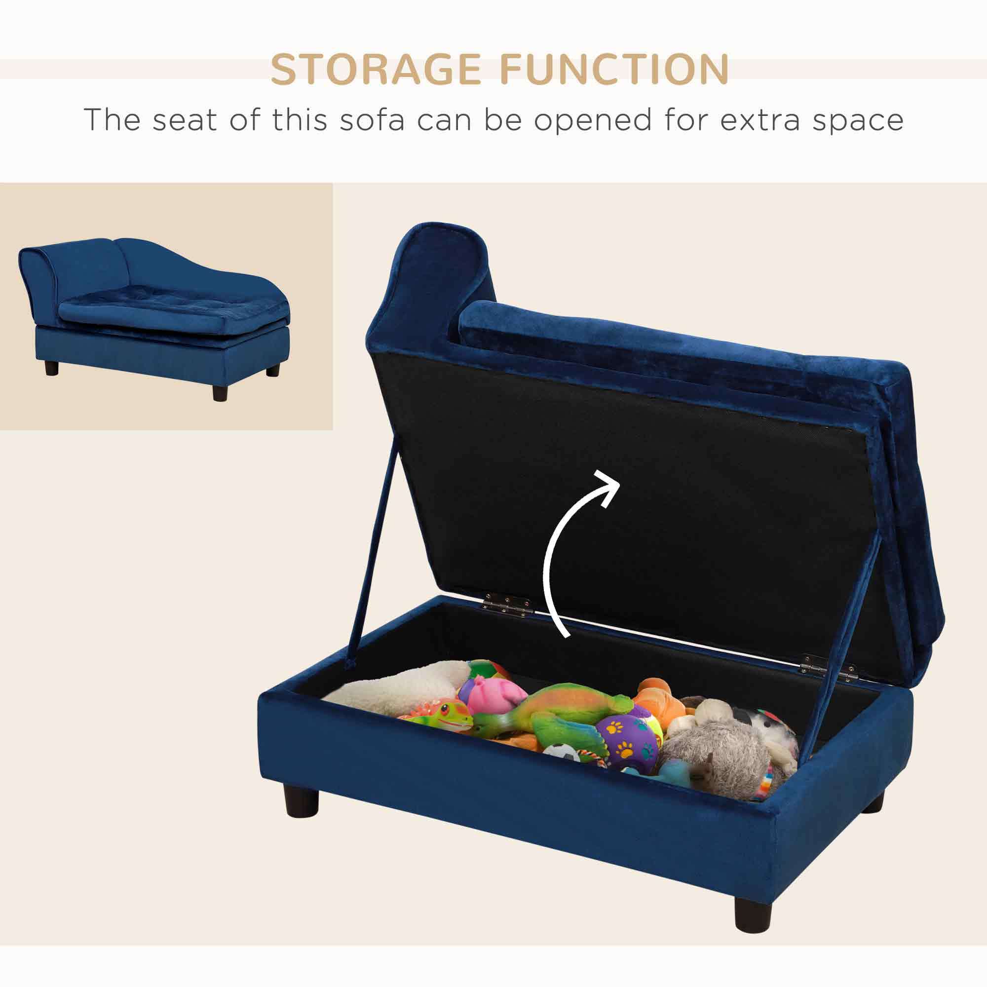 Paw Hut Luxury Sofa Bed with Hidden Storage for Dogs Pets Possessions