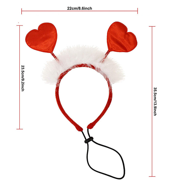 Valentines Collar Drape and Heart Headband Set for Cats & Dogs Pets Possessions LLC