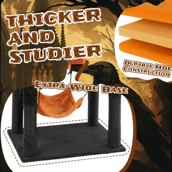 Halloween Themed Multi-Level Cat Tower with Spider Toy Pets Possessions