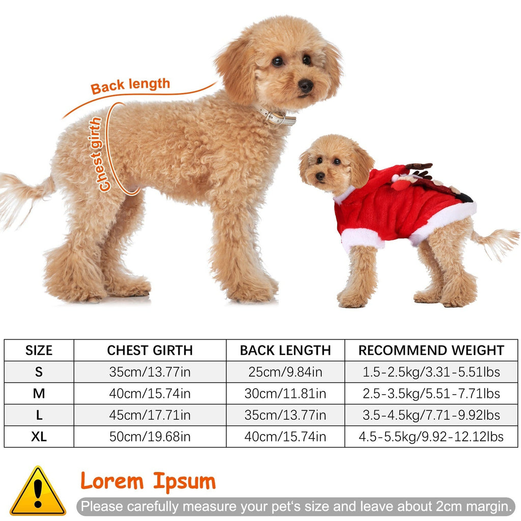 Christmas Themed Santa Claus Reindeer Antlers Costume for Dogs & Cats Pets Possessions
