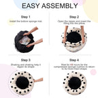 MEWOOFUN Artsy Plush 23” Round Polkadot Washable Pet Bed for Small Dogs & Cats Pets Possessions