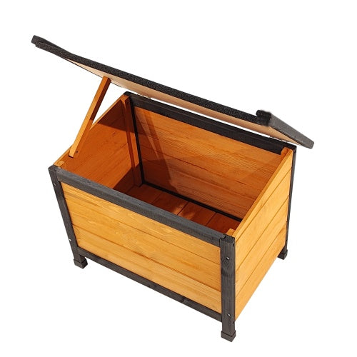 Durable Wooden Outdoor Doghouse with Extra Storage Space Pets Possessions