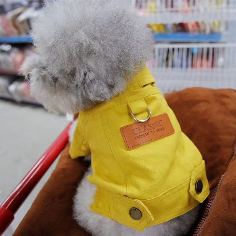 Stylish Denim Vest with Leash Connector – Perfect Fall Jacket for Cats & Dogs Pets Possessions LLC