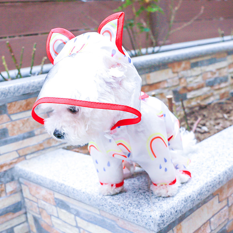 Cutesy Transparent Rainbow Raincoat for Dogs Pets Possessions LLC