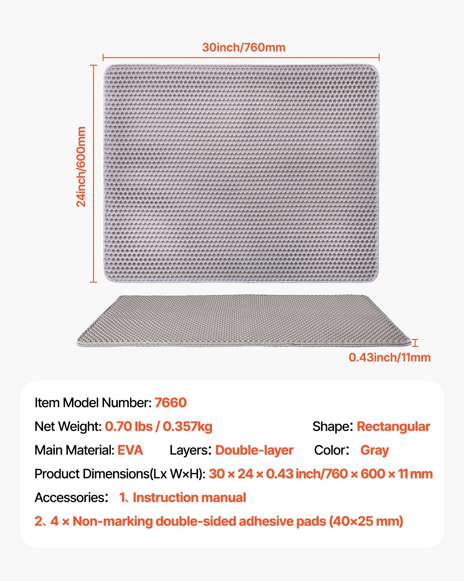 Double Layer Cat Litter Trapping Mat Non-Slip & Urine-Proof Pets Possessions