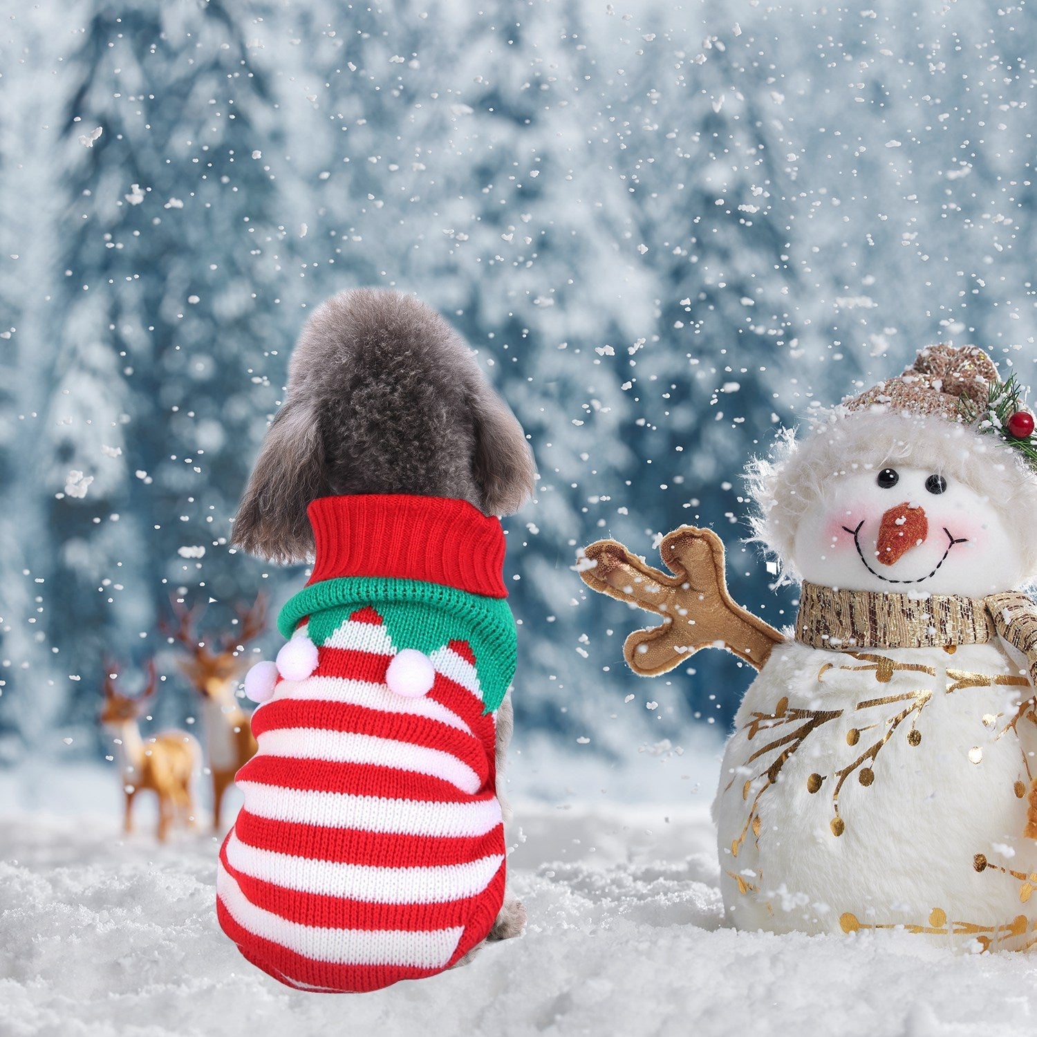 Festive Christmas Turtleneck Sweater for Dogs & Cats Pets Possessions