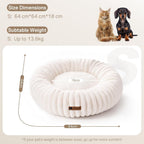 MEWOOFUN Cream Fluffy Round Donut Bed with Non-Slip Bottom for Cats & Dogs Pets Possessions