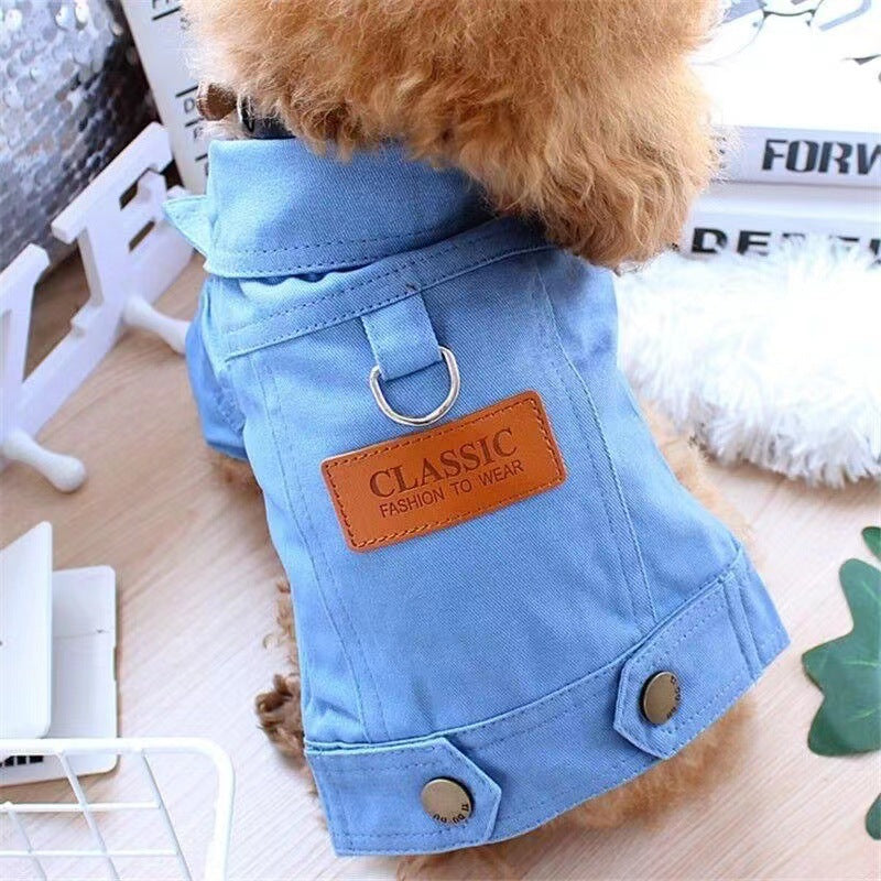 Stylish Denim Vest with Leash Connector – Perfect Fall Jacket for Cats & Dogs Pets Possessions LLC