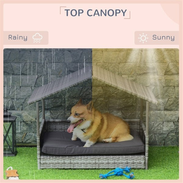 Luxury Rattan In / Outdoor Pet Tent with Sofa for Dogs Pets Possessions