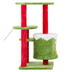 Festive 32” 3-Level Christmas Themed Cat Tower with Climbing Frame Pets Possessions