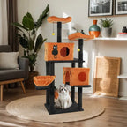 Halloween Themed Multi-Level Cat Tower with Spider Toy Pets Possessions