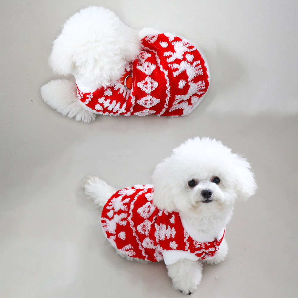Cozy Christmas Sweater with Plush Hoodie and Traction Rope Buckle for Cats & Dogs Pets Possessions