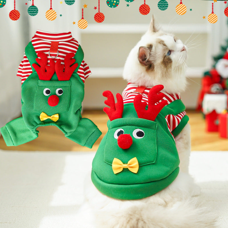 Christmas Elf Costume with Reindeer for Cats & Dogs Pets Possessions