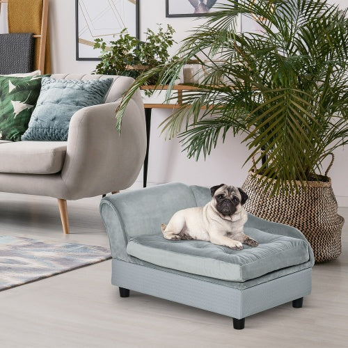 Paw Hut Luxury Modern Gray Sofa Bed with Hidden Storage for Cats & Dogs Pets Possessions
