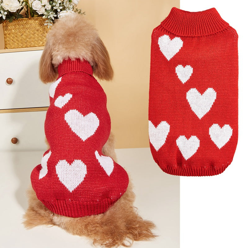 Valentine's Knitted Heart Sweater for Cats & Dogs Pets Possessions LLC