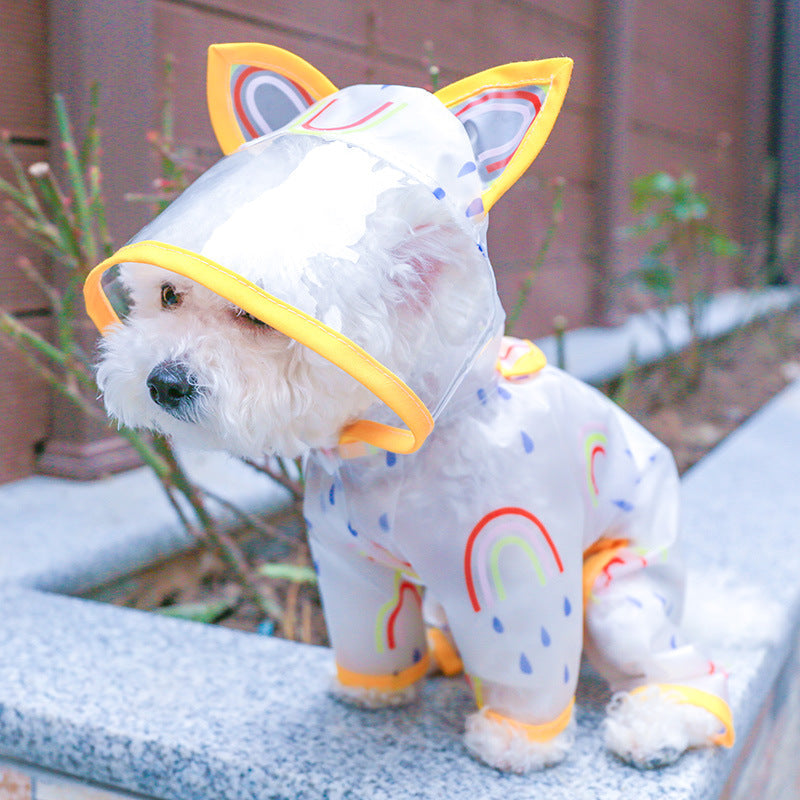 Cutesy Transparent Rainbow Raincoat for Dogs Pets Possessions LLC